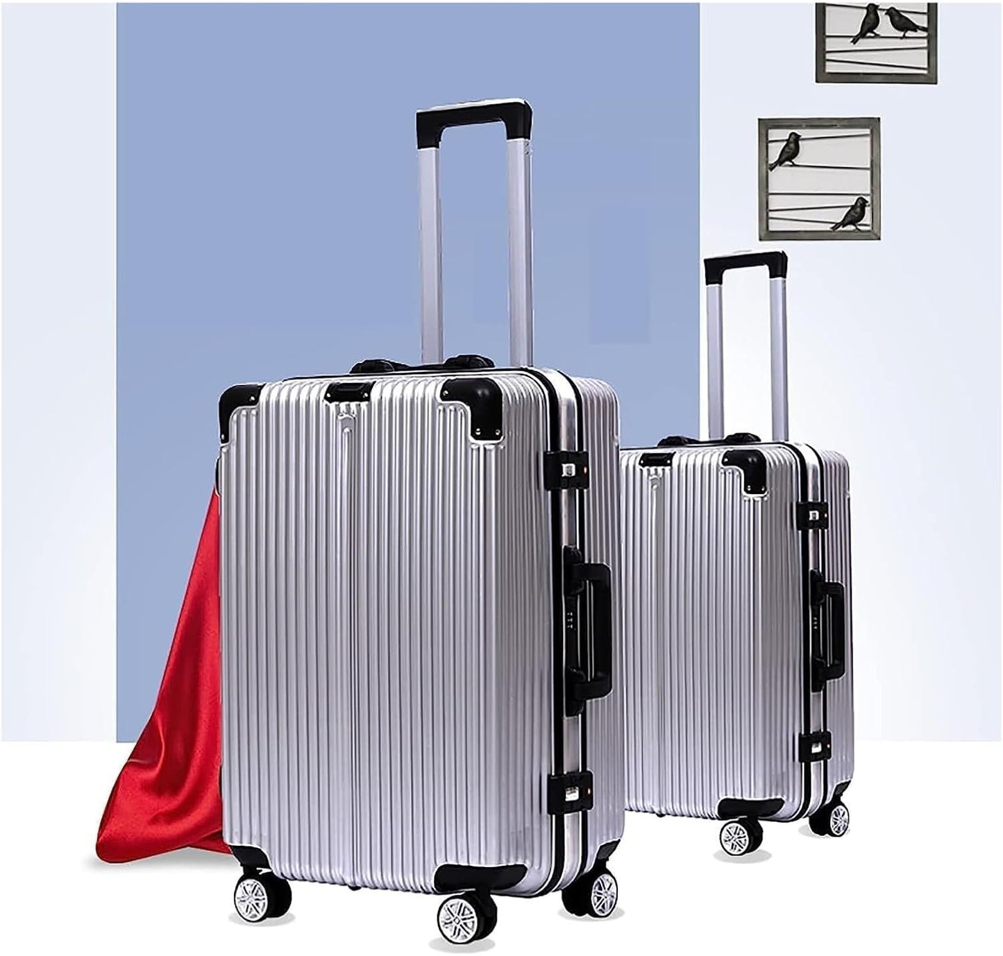 Suitcases Suitcases with Wheels Aluminum Frame Carry On Luggage Security Combination Lock Suitcase Adjustable Trolley Luggage Travel(Size:20 inches)