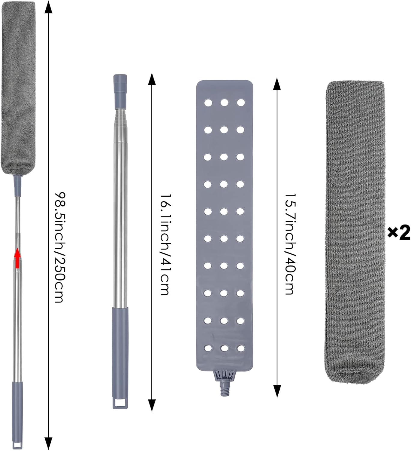 Gigmeta Telescopic Toothbrush Bedside Dust Brush with Stainless Steel Handle Washable Flexible Cleaning Brush for Sofa Bed Car Corner Furniture