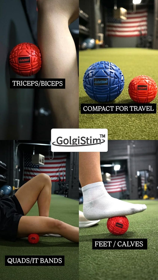 GolgiStim Large Trigger Point Massage Ball - Hard Rubber Therapy Ball for Myofascial Massage - Deep Tissue Massager for Myofascial Release and Pressure Point Recovery (Red (Medium))