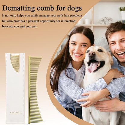 Flea Comb, Cat Grooming Brush, Professional Pet Dematting Tool, Tear Stain and Sensitive Skin Care, for Puppy Daily Brushing Routine, 16,6 x 3,5 x 0,1 cm Silver Gold