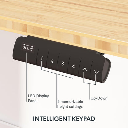 FLEXISPOT E6 Essential Bamboo 3 Stages Dual Motor 78x30 Inch Electric Height Adjustable Standing Whole-Piece Board Desk Sit Stand Up Desk (White Frame + Bamboo Desktop)