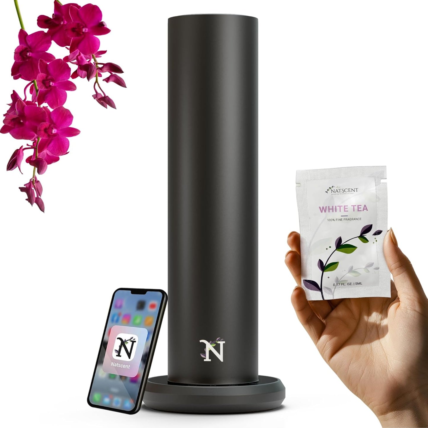 Dynamo Essential Oil Diffuser for Home with Fragrance Sample, App & Manual Control, Cold-Air Scent Diffusers for Home, Large Room, Hotel Scent Diffuser up to 1000sq.ft Black Aroma Diffusers