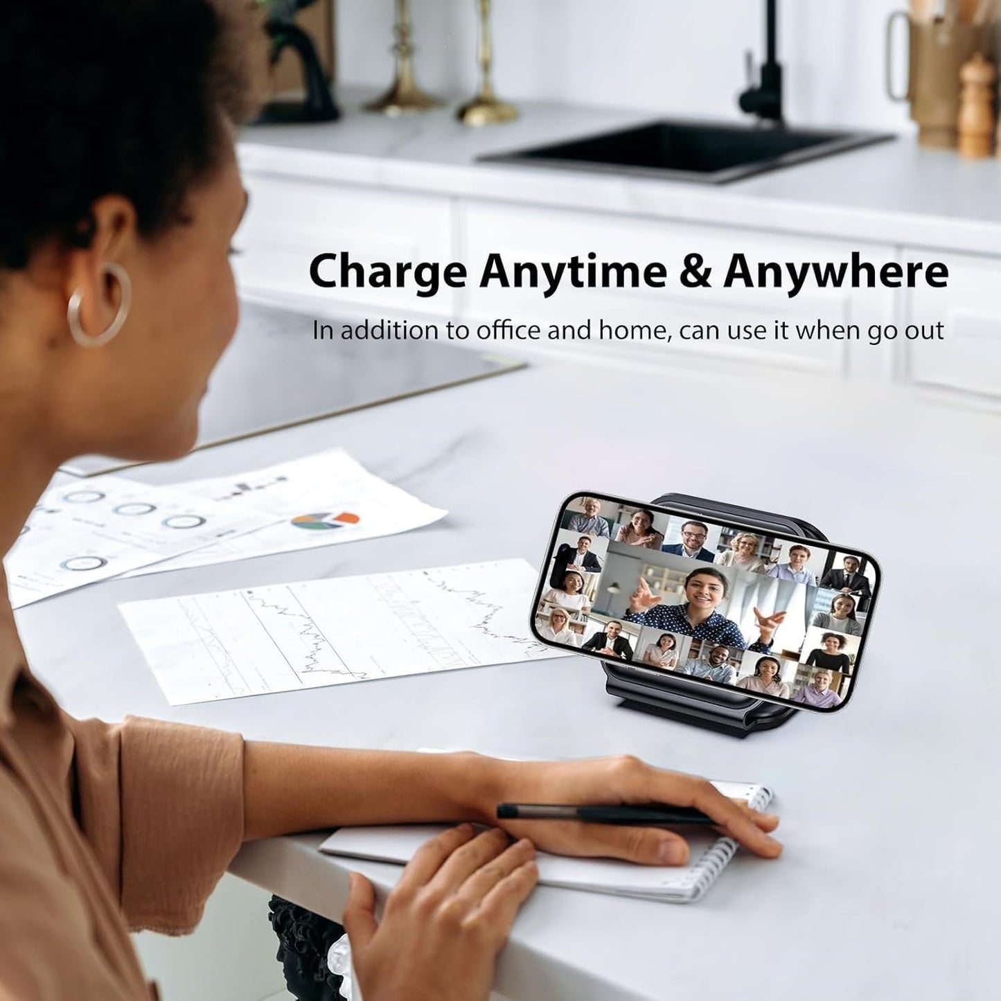 yuoscmc 3 in 1 Wireless Charger, Wireless Charging Station 15W Fast Wireless Charging Pad Mat Compatible with iPhone 14/15/13/12/SE/11/XS/XR, Apple Watch Ultra/9/8/7/SE/6/5/4/3/2, AirPods Pro 2/3/2