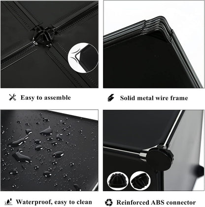 AWTATOS Cube Storage Organizer Modular Storage 12 Cube Bookshelf DIY Plastic Closet Storage Shelves with Wooden Mallet, Ideal Storage Solution for Home, Office, Bedroom, Black