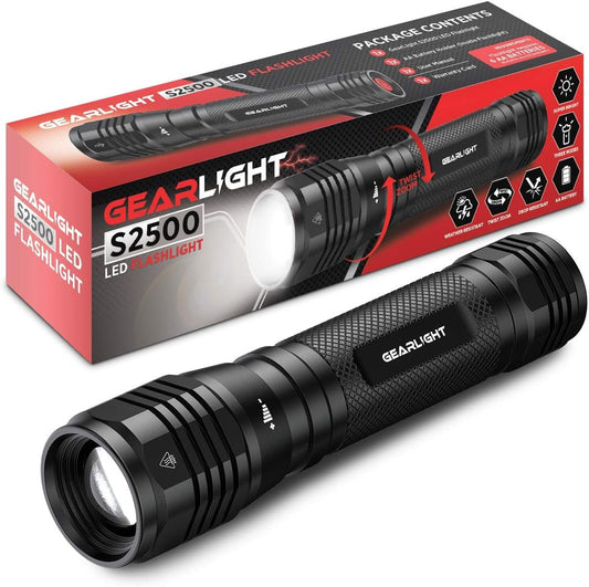 GearLight High Lumens LED Flashlight S2500 - Powerful Patented 1500 Lumen Flashlights, Brightest Tactical Flash Light, Super Bright Camping Accessories and Gear