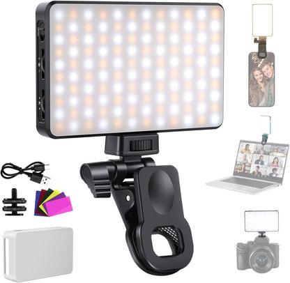 NEEWER BASICS LED Selfie Phone Light, Rechargeable 2500-9000K Clip On Fill Light, Color Films/Diffuser/3000mAh, CRI95+ Dimmable Video Conference Lighting for iPhone Camera Laptop Zoom Call, BL120B