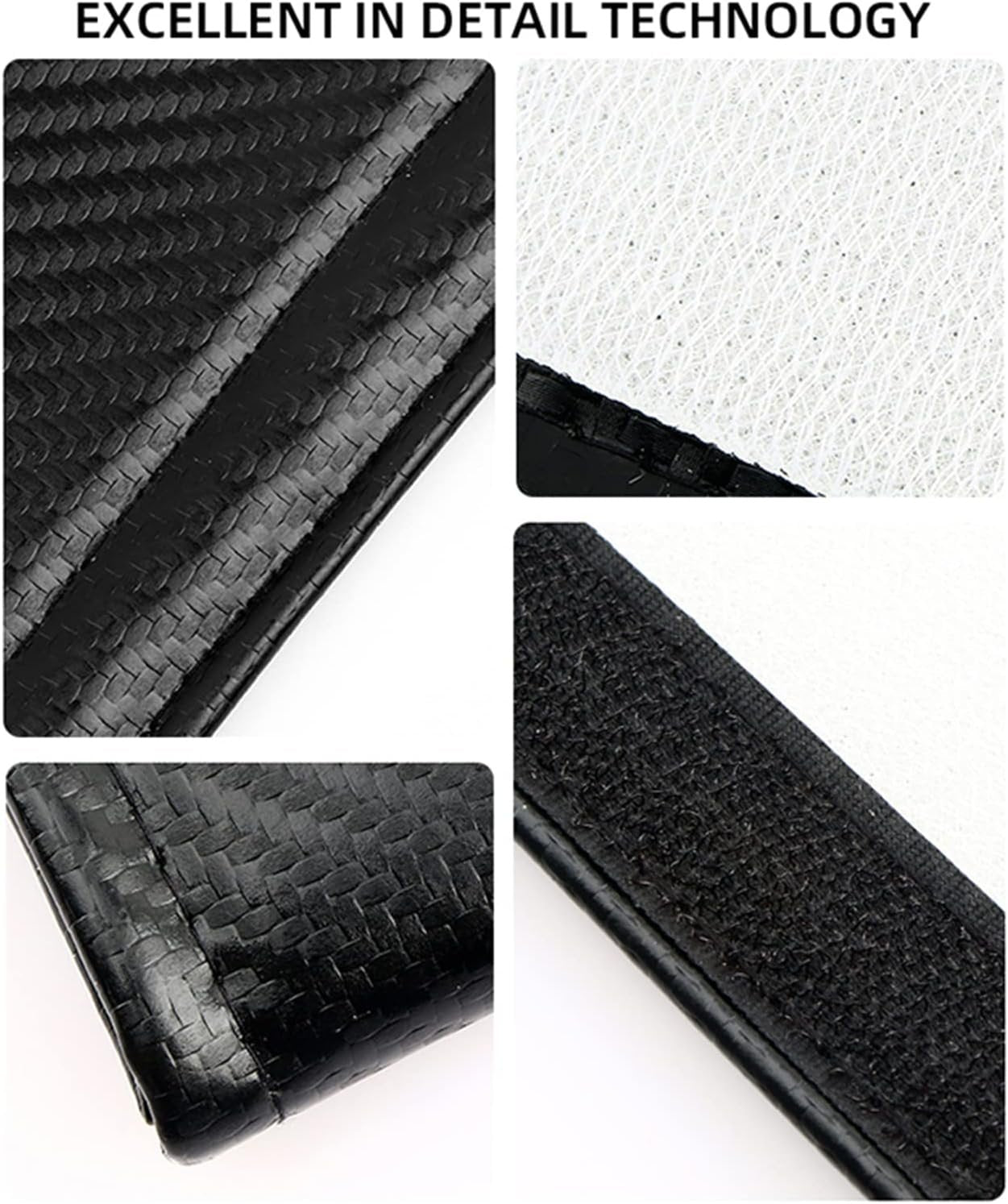 Stylecart 2 Pieces Car Seat Belt Cover for Fi-AT 500 500C 500X 500L Breathable Carbon Fiber Seat Belt Padding Covers Interior Accessories, Black