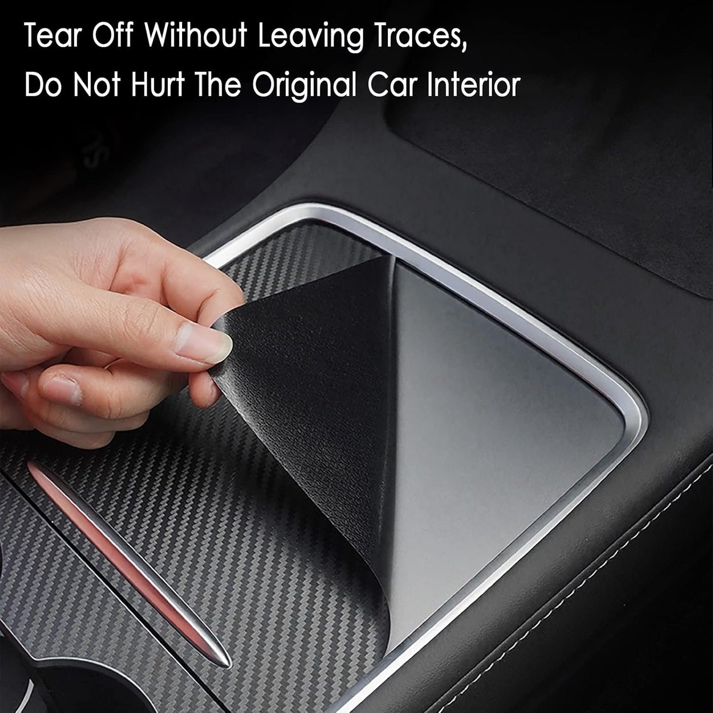 Farmogo Center Console Wrap Kit Carbon Fiber Console Cover Interior Decoration Wrap Kit Compatible with Tesla 2021-2025 Model Y & 2021-2023 Model 3 Tesla Accessories (Matte Carbon Fiber)