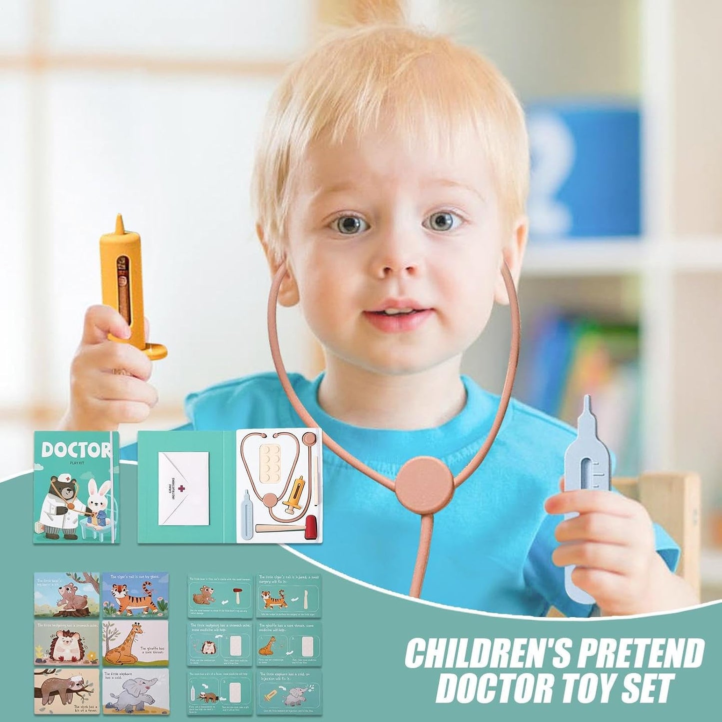 Kids Doctor Play Set, Pretend Doctor Kit For , 36-Piece Role Play Equipment, Simulation Stethoscope Toy For Classroom And Educational Fun, 7.36x9.76 Inches