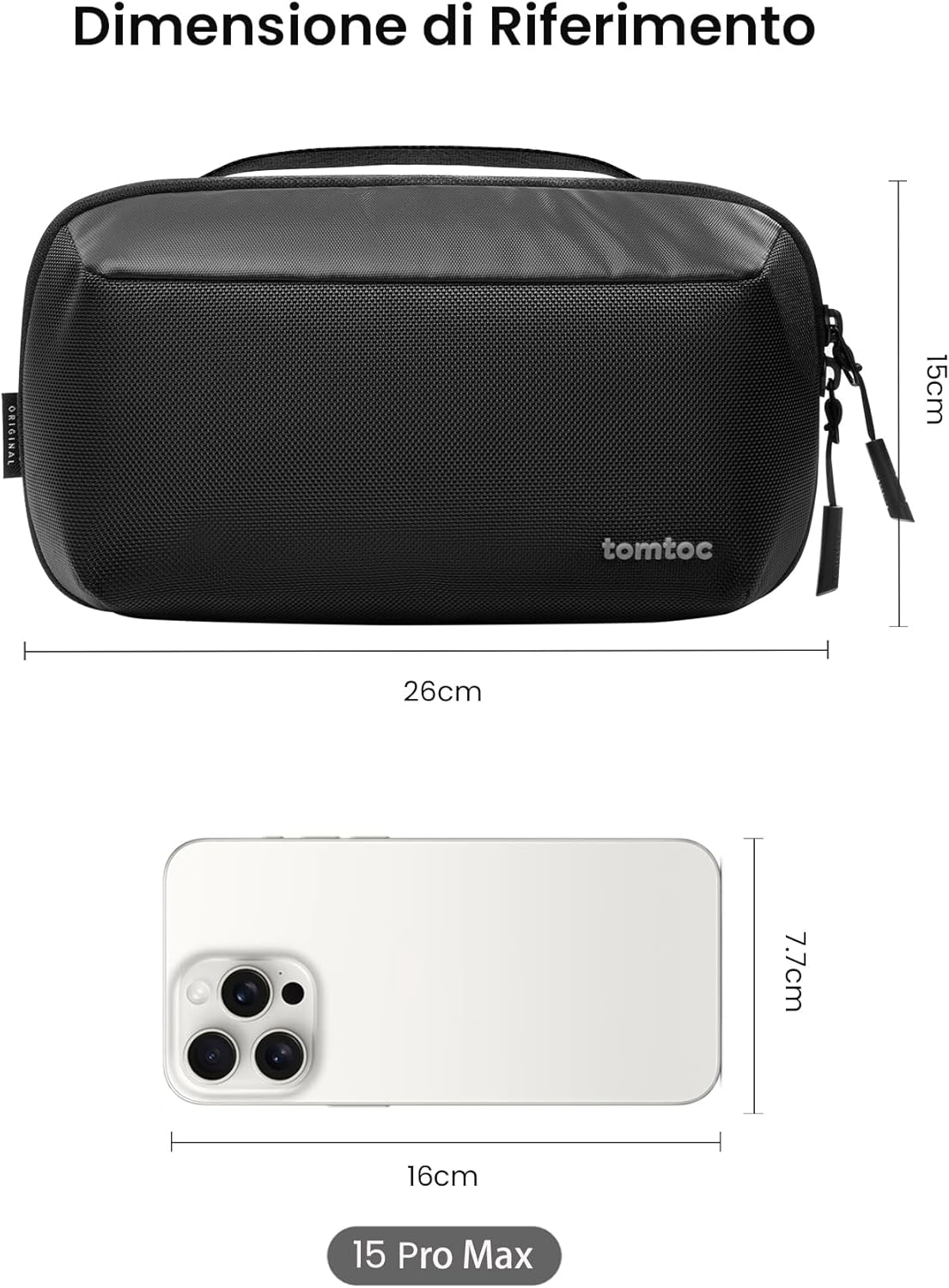 tomtoc Cable Bag and Technical Accessories, Travel, Organizer Bag for Electronic Technical AccessoriesAdapter MacBook, Cable, Hub, Power Bank, USB Stick, Charger, Hard Drive, Gifts