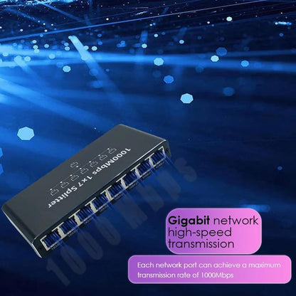 Ethernet Hub,8-Port Network Extension | 1000Mbps Adapter, Plug and Play, Portable Extender for Desktop Wall Streaming Home Laptop Outdoor TV