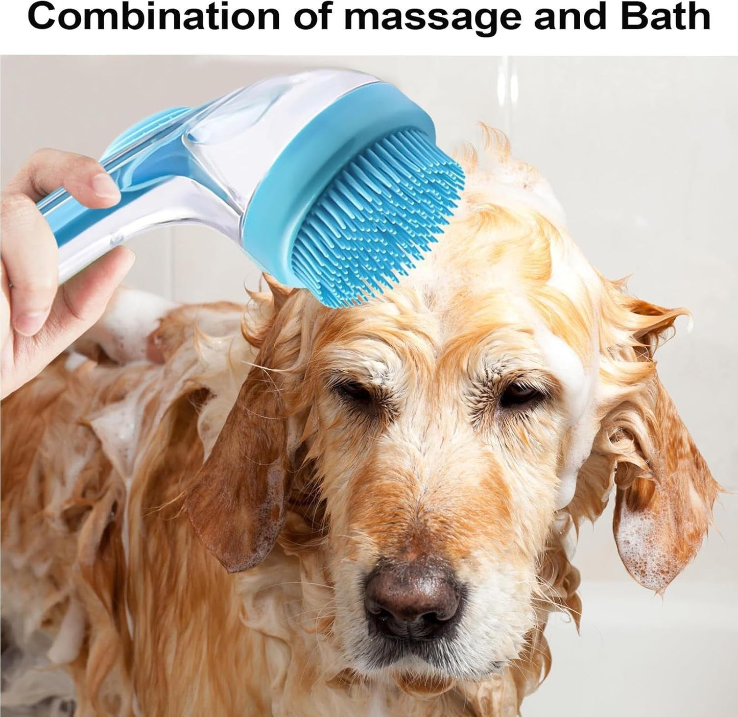 Reusable Dog Bath Brush, Short Hair Dogs Bath Scrubberr, Sturdy Silicone Soft Pet Grooming Accessories for Washing, Massaging, Showerhead and Teeth Cleaning