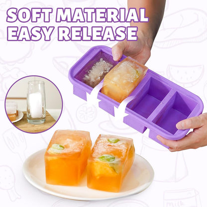 Silicone Freezer Trays with Lid, Soup Cubes Freezer Molds, Silicone Ice Cube Tray, Easy Meal Prep, Silicone Mold for Soup and Food Storage (Violet-4 Cups)
