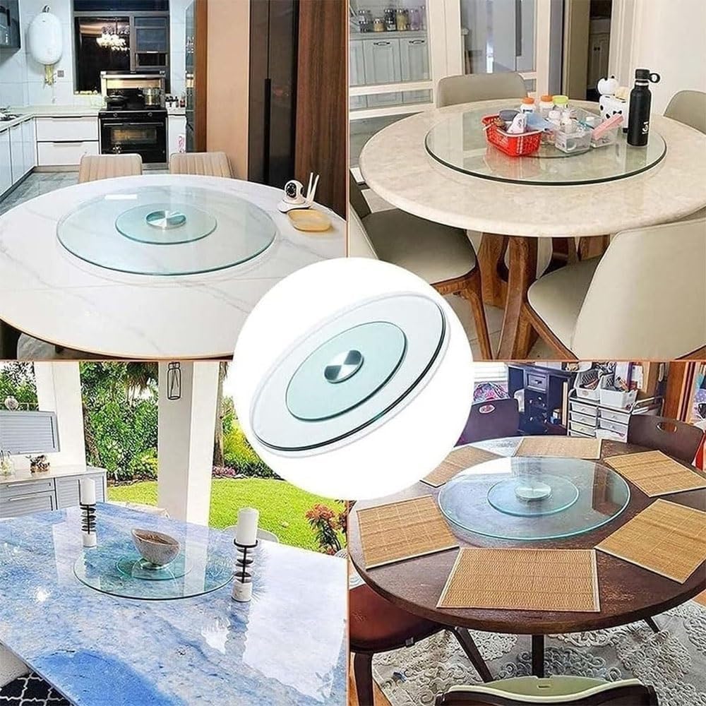 Tempered Glass Lazy Susan Turntable Dining Table Turntable Large Tabletop Serving Plate 24in/31in/36in/40in Rotating Tray 360° Swivel Display Serving Tray(60cm (24inch))