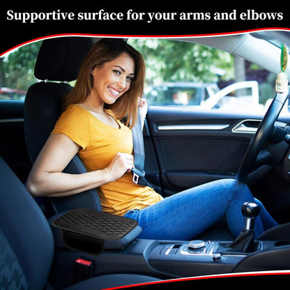 Car Center Console Cover Pad Leather Waterproof Cover Anti-Slip Armrest Seat Box Protector with 2 Storage Bags Car Interior Accessories Fits Most Vehicles SUV Truck (Black)