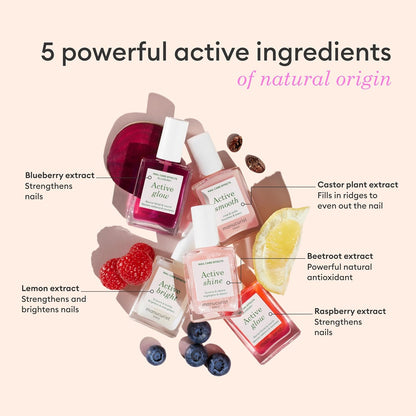 Manucurist Rainbow Active™ Glow Nail Care Set – Vegan & Made in France – 5 Treatments: Glow, Highlighter, Brightener and CC Polish – Nail Strengthener – Transparent Nail Polish – Women's Gift