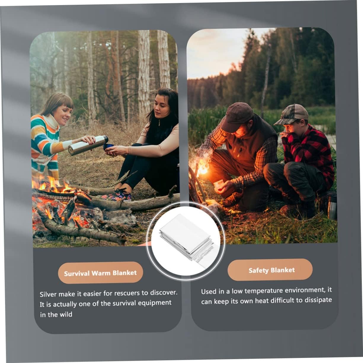 ifundom 6Pcs Emergency Survival Blanket Outdoor Rescue Thermal Blankets for Camping Hiking and Emergency Use Lightweight Reflective Material for Cold Weather Protection