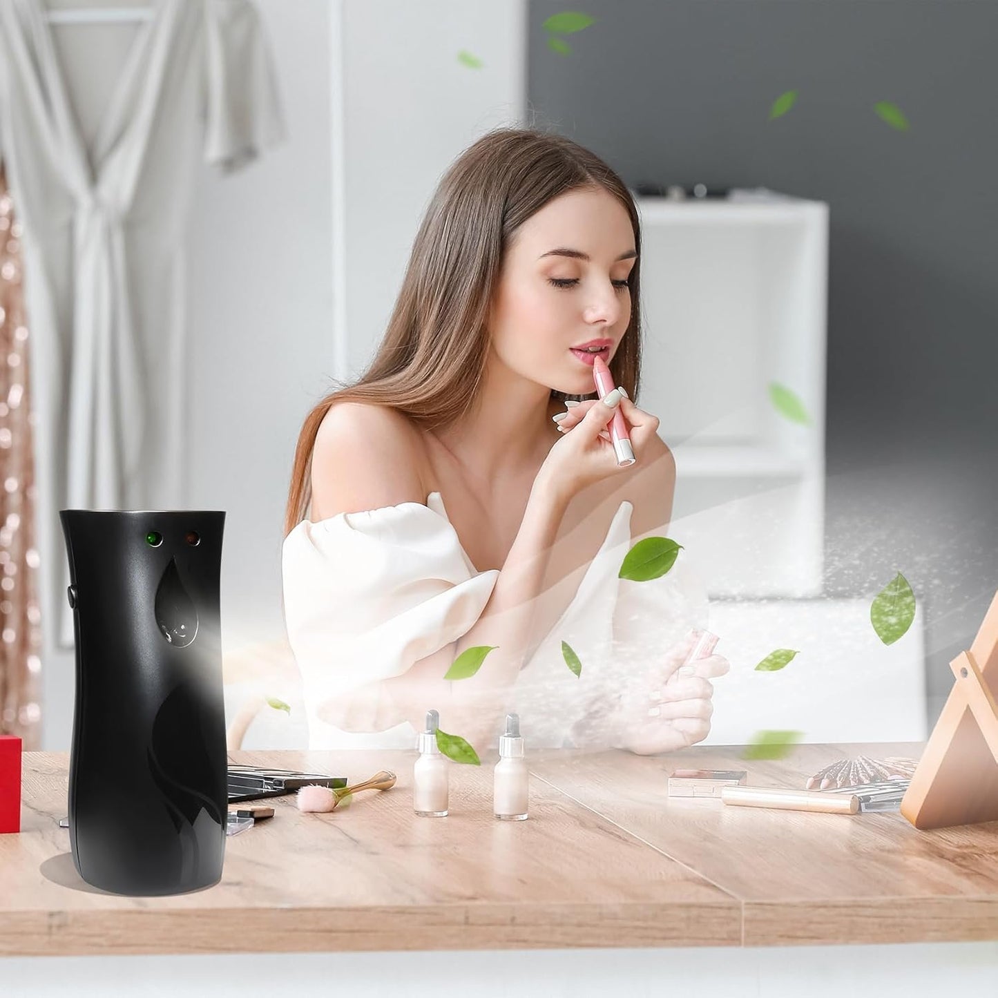 Auto Air Freshener Spray Dispenser,Free Standing or Wall Mounted,Timed sprayer with Remote control Adjustable Aromatherapy Machines for Home,Bathrooms,Offices,Hotels and Commercial Places (Black)