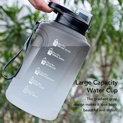Large Capacity Water Bottle, 1500 ml Drinking Cup with Handle Plastic Drop Proof Sports Water Bottle Big Sports Capacity Drink Jug for Gym Travel Gradient Gray