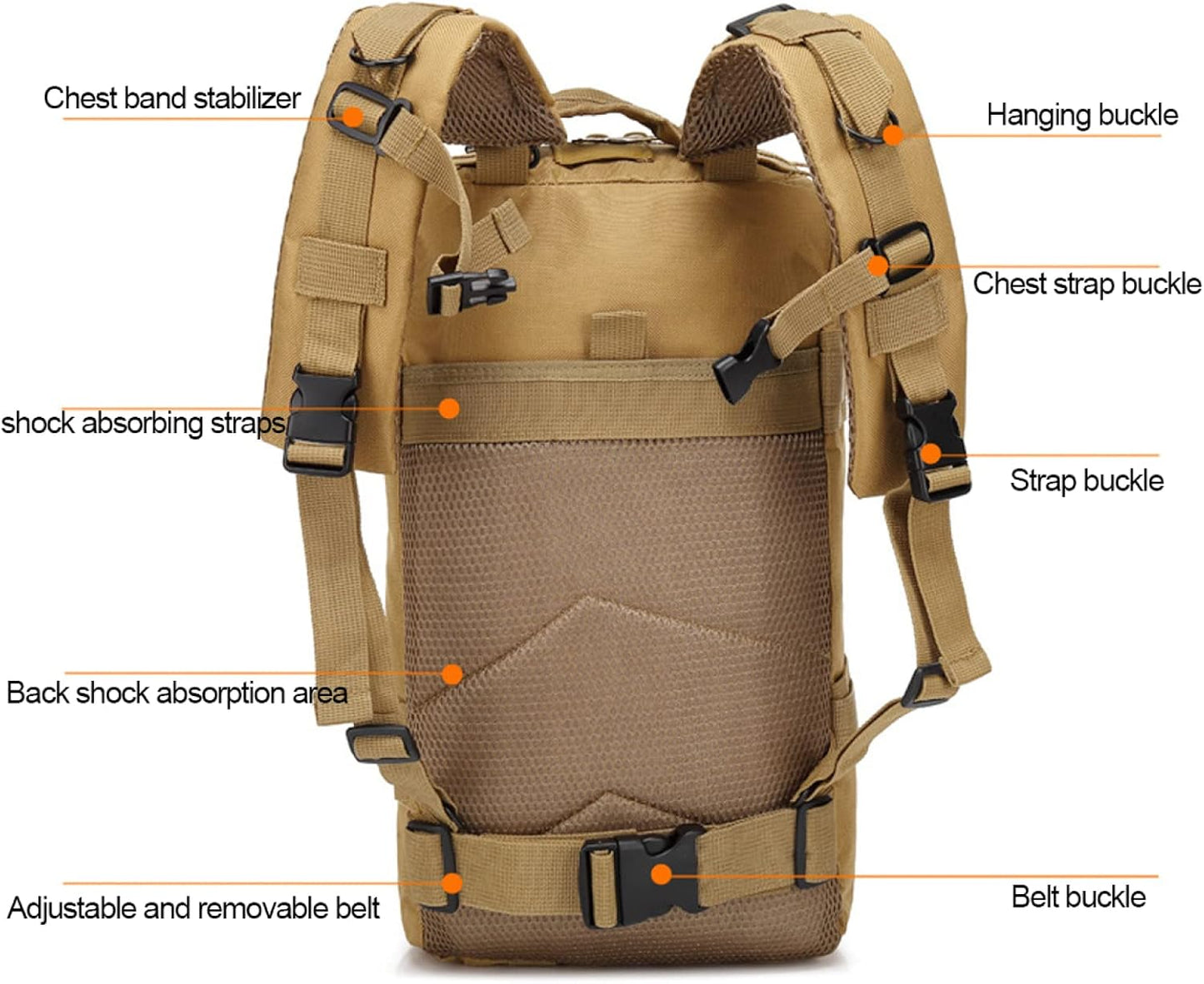 30L Mountaineering Outdoor Multifunctional Backpack 3 Days Tactical Backpack Military Tactical Backpack Assault Pack for Hiking Camping Trekking Hunting,CPcamouflage