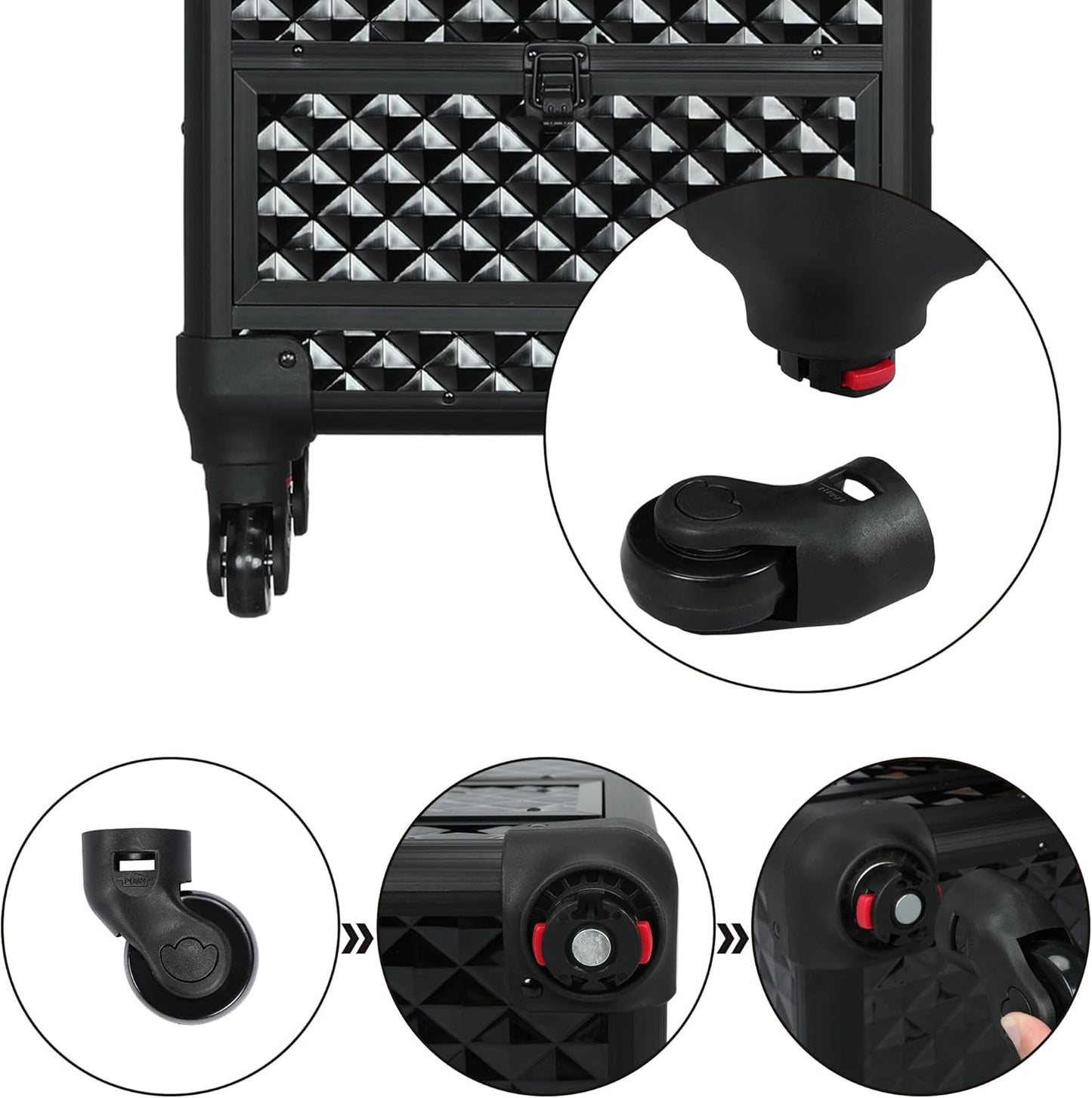 Yaheetech Professional Makeup Trolley Case 4 Trays Travel Beauty Case for Beautician Black