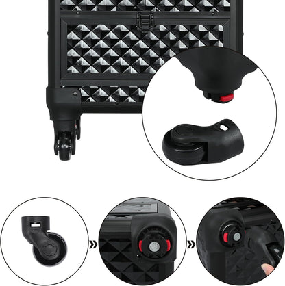 Yaheetech Professional Makeup Trolley Case 4 Trays Travel Beauty Case for Beautician Black
