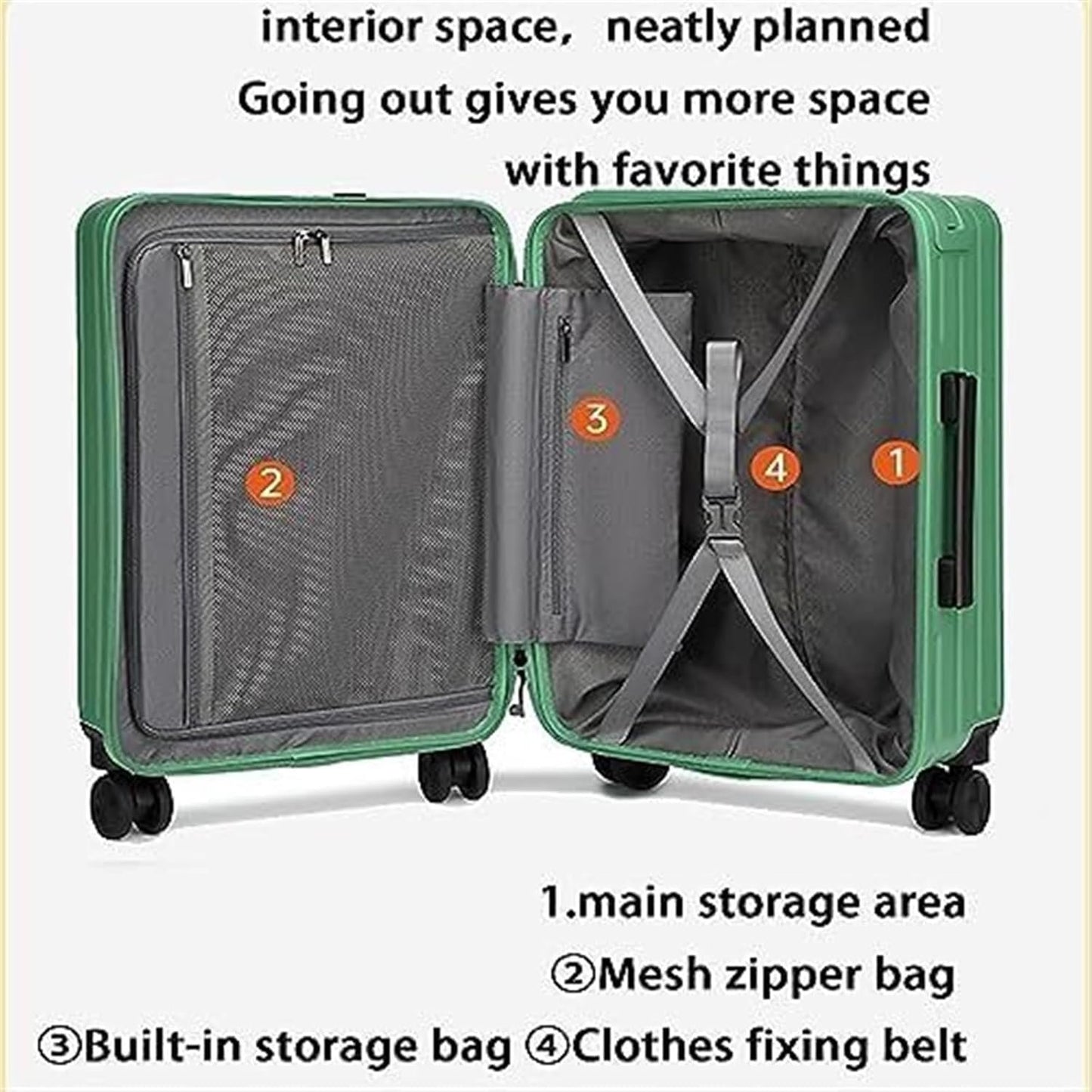 BODHIS Luggage Suitcase Trolley USB Interface Suitcases Trolley Luggage Universal Wheels Combination Lock Luggage Hand Luggage, a