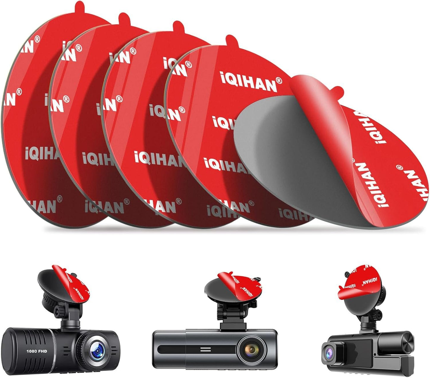 Sticky Adhesive Pads for Dash Cam Mount, 5pcs 63mm(2.48") Round Strong Double-Sided Mounting Sticker Tape Replacement for Dashcam Car Window Dashboard/Windshield Camera Suction Cup Holder Base