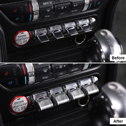 Center Console Dashboard Button Switch Cover Trim Compatible with Ford Mustang 2015-2020 Interior Accessories (Silver)