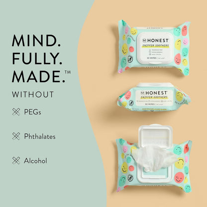 The Honest Company Plant-Based Snot Removing Wipes | Soothing Nose + Face Wipes with Aloe | Hypoallergenic for Sensitive Skin, EWG Verified | Fragrance Free, 60 Count