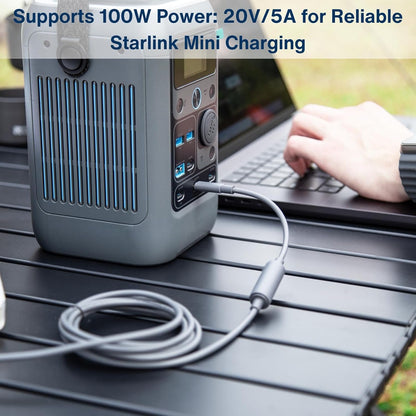 Steinwhale DC Female to USB-C Male Waterproof Adapter Cable for Starlink Mini, Supports 100W PD Power Delivery, Compatible with USB-C PD Charger and Power Bank