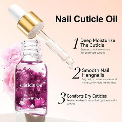 Cuticle Nail Oil, Hydrating Fingernail Care, Nourishing & Repairing Formula, Moisturizing & Strengthening, Travel & Home Use, 15ml, Clear, Single Bottle