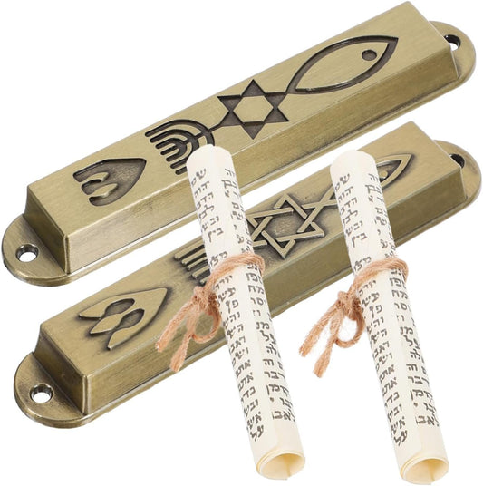 EPIGEIST 2 Pieces Jamb Vintage Writing Only This Retro with Ace Home Decor - Vintage Metal Decoration Mezuzah Home Decor Mezuzah Alloy