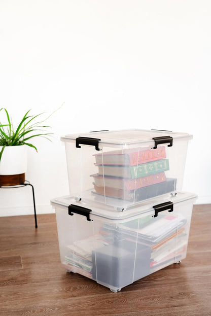 Seymours 30L Super Seal Storage Box with Wheels â€“ Stackable Container with Sealed Lid for Secure, Dustproof, Waterproof Storage of Clothes, Tools, Toys, Documents, Seasonal Items, and More