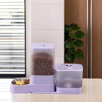 Automatic Cat Food Dispenser | Cat Food Feeder Water Dispenser - Drinker Waterer Large Capacity Pet Supplies, Storage Container for Kitten Puppy Feeding Watering