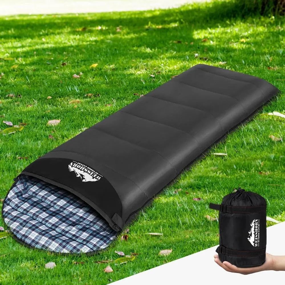 Weisshorn Sleeping Bag, Single Double Camping Bags 3 Season Warm Portable Water Resistant Lightweight Thermal Outdoor Gear Tent for Hiking Travel Backpacking, Adjustable Strap Compression Sack
