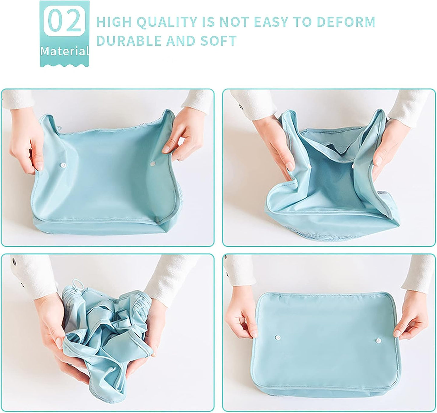 McNory Suitcase Organizer Set of 8, Travel Organizers Cubes Packaging Laundry Bag Luggage Compression Bags for Clothes, Cosmetics, Shoes, Underwear, blue