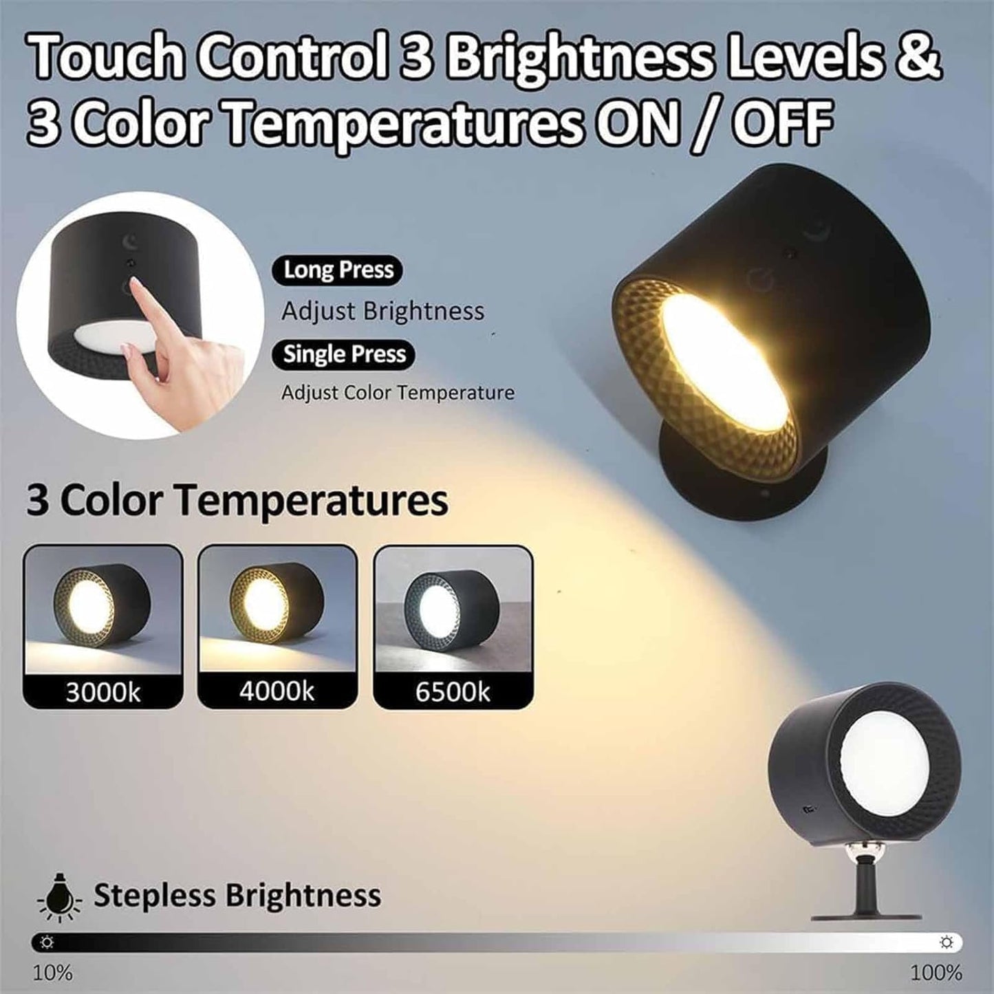 Lights, Glow Right Wall Lights,Smart Lights,Lights Halo,360Â°Rotation Glow Right Indoor Everywhere Light 2.0,Wall Sconce,Glow Right Lights (2SET-Black)
