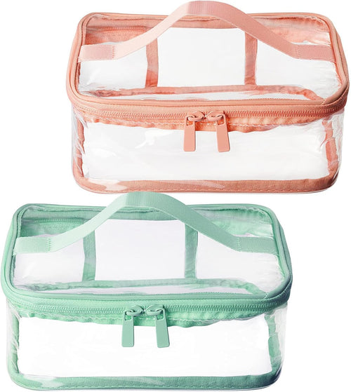 2 Pcs Clear Toiletry Bags Makeup Bag PVC Waterproof Cosmetic Bag for Women Travel Vacation, Bathroom and Organizing