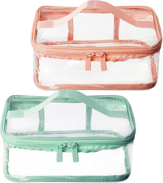 2 Pcs Clear Toiletry Bags Makeup Bag PVC Waterproof Cosmetic Bag for Women Travel Vacation, Bathroom and Organizing