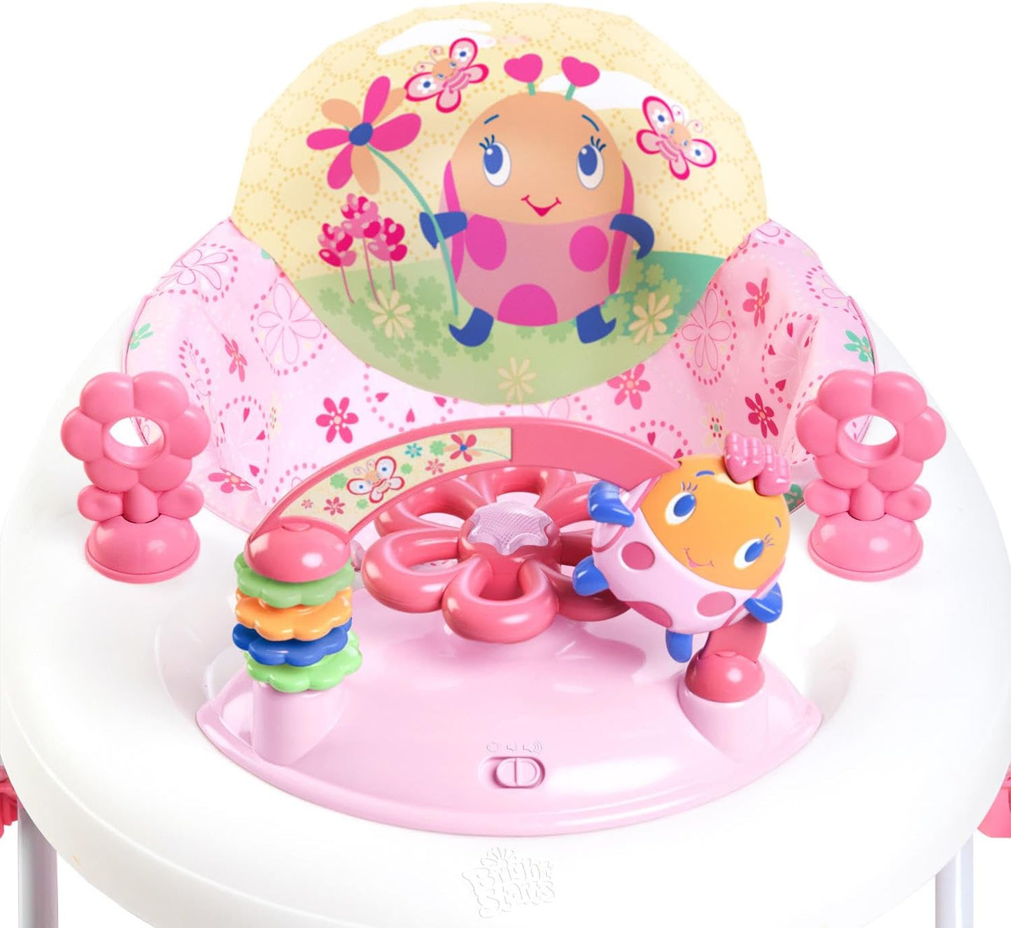 Bright Starts, June Berry Folding Baby Walker – Removable Electronic Play Station with Lights and Melodies, Height Adjustable, Easy Storage, Pink, from 6 Months+