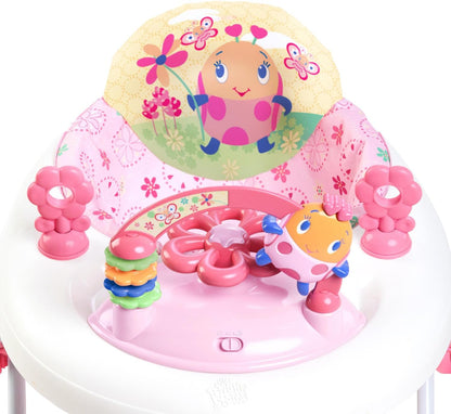 Bright Starts, June Berry Folding Baby Walker – Removable Electronic Play Station with Lights and Melodies, Height Adjustable, Easy Storage, Pink, from 6 Months+