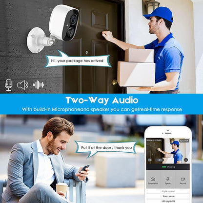 Security Camera Wireless Outdoor, Home Indoor WiFi Camera 1080P Color Night Vision AI Motion Detection 2-Way Talk Battery Powered IP65 Weatherproof Spotlight Siren Alarm Cloud/SD Storage