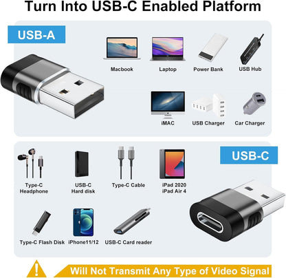 BaseNew USB to Type C Adapter 6 Pack,USBA Male USBC Female Adaptor,USB A Charger to C Cable Converter,USB OTG Adapter for iPhone,iPad,iWatch,Samsung Galaxy(Grey)