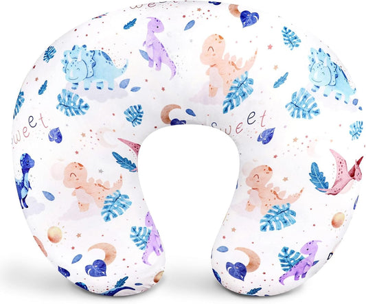 DILIMI Nursing Pillow for Breastfeeding, Ultra Soft Comfortable Baby Essentials Breast Feeding Pillow for Bottle and Breastfeeding with Stretchy Removable Nursing Pillow Cover, Watercolor Dinosaur