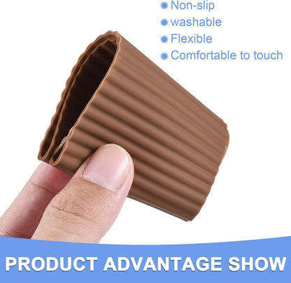 GLOKUUCA Coffee Cup Sleeves - 2 Packs Non-Slip Protective Covers Fits for Cups and Water Bottles - Silicone Heat-Resistant Cover - Brown