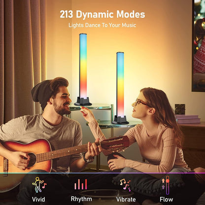 WiFi LED Lights Bars, 2 Pack Necomi Smart RGB Light Bars Compatible with Alexa, Google Home, Bluetooth Smart App Music Sync Color Changing RGB LED Light Strip, for PC, TV, Room