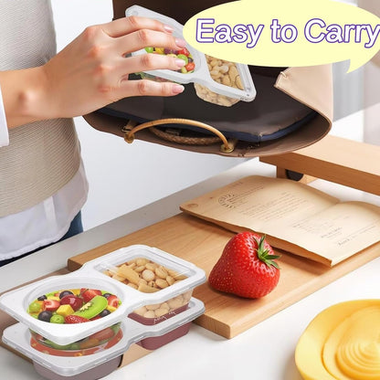 20 Sets Reusable Snack Containers with Lids,Double Compartment Condiment Container for Refrigeration,Portion Control,Take-out Sauces,Dips,Salad Dressing (20)