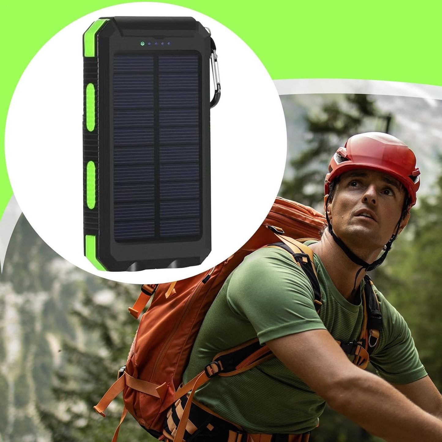 Solar Charger Powered Bank - 20000mAh Portable Solar Charger Battery Bank,Wireless Waterproof Battery Pack with Compass Survival Gear for Camping, Men & Women