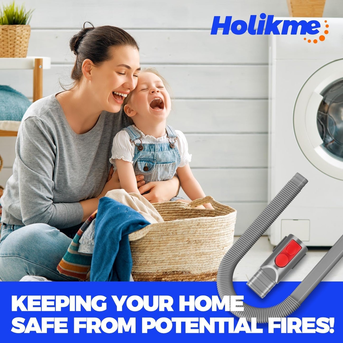 Holikme Dryer Vent Cleaning Kit, Dryer Lint Vacuum Attachment, Lint Remover Compatible with Dyson V7 V8 V10 V11 V12 V15 etc. Cordless Vacuum Cleaner, Grey